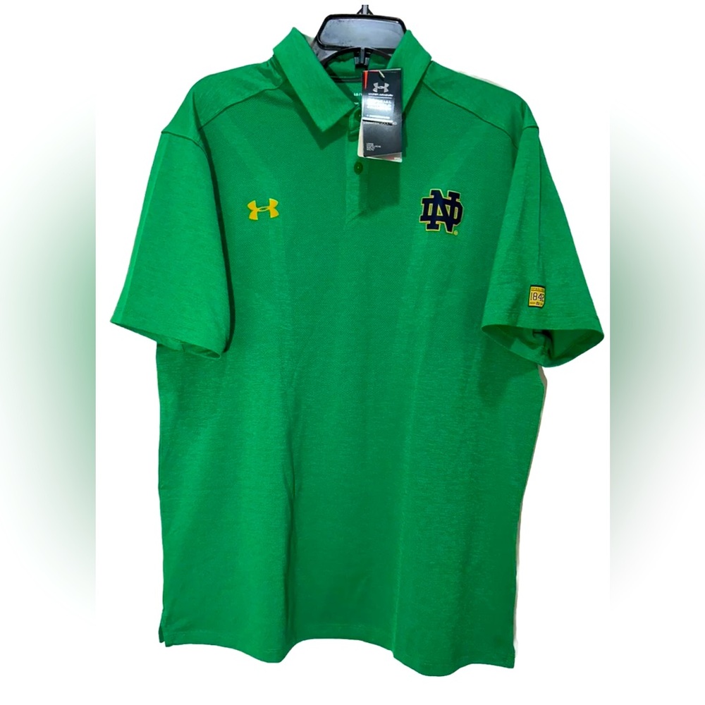 NWT! Notre Dame Fighting Irish Under Armour Green Polo Shirt Mens Large Licensed